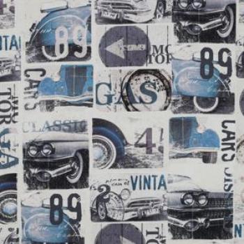 Canvas Tropische Vintage Cars Blau/Ecru